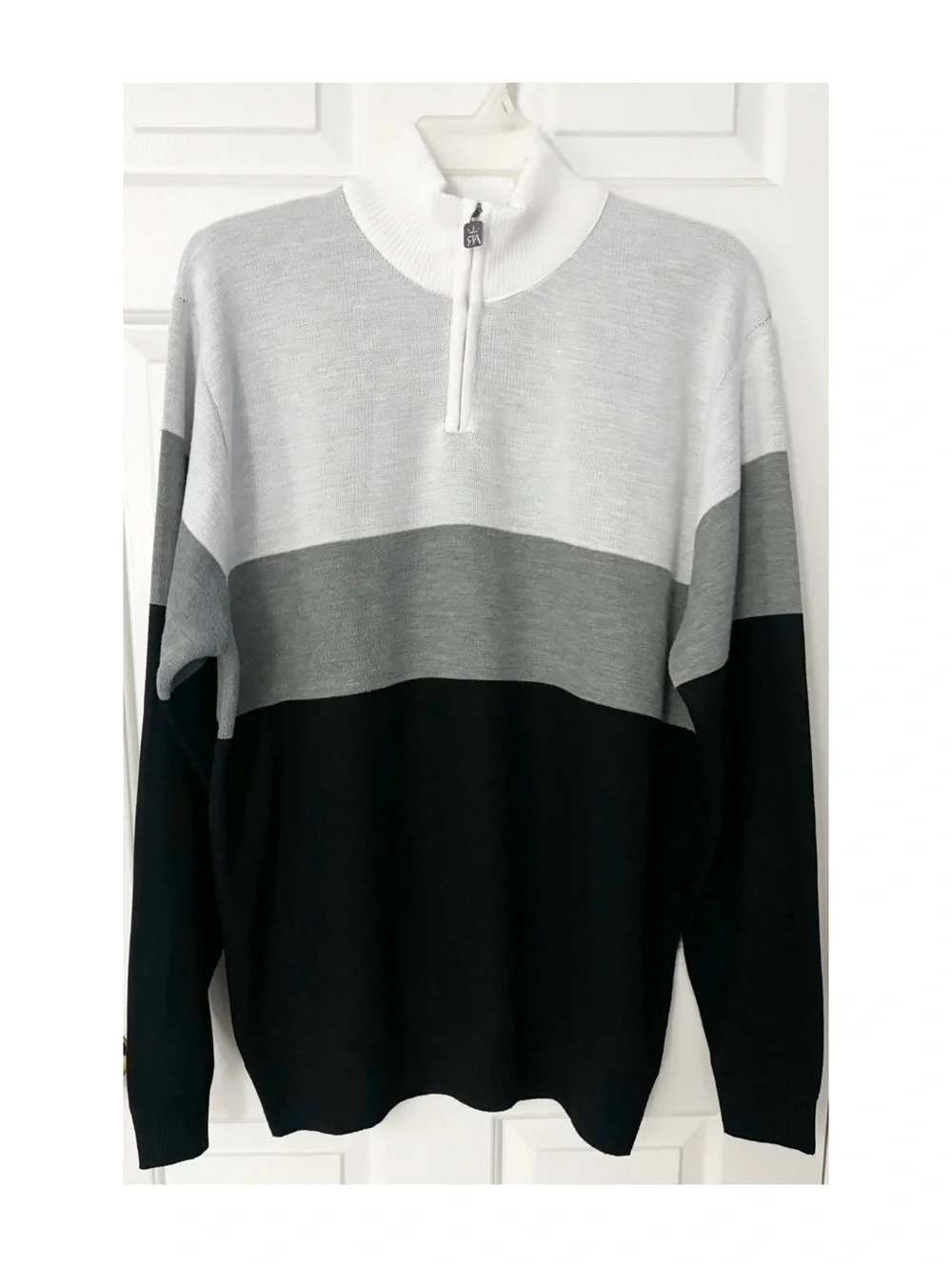 Men's Red Ape Colorblock Quarter Zip Sweater, Black White & Grey, Size  4X